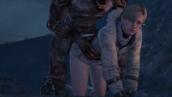 1boy 1girls 3d blonde_hair blue_eyes canine clothes doggy_style female female_human femsub forced functionally_nude human legs male maledom monster outdoors partially_clothed rape resident_evil resident_evil_6 sex sherry_birkin straight tedd-artwork teddsfm werewolf