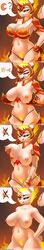 absurd_res alicorn amber_eyes anthro areola armor big_breasts bikini_armor black_sclera bodily_fluids bra breasts chrysalisdraws cleavage clothed clothing collar dark_persona daybreaker_(mlp) edit equid eyebrows fangs female fire fire_pubes flaming_hair floating_wings friendship_is_magic furry gauntlets genitals gloves hand_on_hip handwear headpiece hi_res horn lactating long_image mammal milk my_little_pony navel nipples nude panties pose princess_celestia_(mlp) pseudo_hair pussy raised_eyebrow sharp_teeth slit_pupils solo tall_image teeth thong unconvincing_armor underwear undressing wings