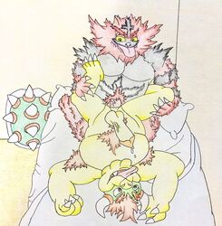 balls bed bowser duo furniture gay genitals giga_larry hi_res incineroar koopa male male/male male_only male_penetrated male_penetrating mario_(series) nintendo penetration penis pokémon_(species) pokemon pokemon_(species) scalie shell smile traditional_media_(artwork) video_games