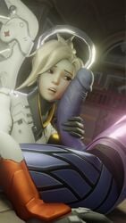 1futa 1girls 3d big_penis blender female futa_on_female futanari huge_cock mercy overwatch penis penis_on_face stalkek widowmaker