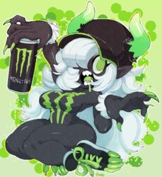 female humanoid monster-chan monster_energy white_hair