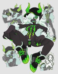 2018 female gashi-gashi humanoid monster-chan monster_energy starbucks_siren starbucks_siren_(gashi-gashi_redesign) white_hair