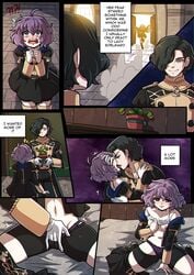 bernadetta_von_varley comic english_text female fingering fire_emblem fire_emblem:_three_houses hubert_von_vestra kinkymation kissing male nintendo straight undressing