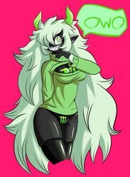 female humanoid monster-chan monster_energy white_hair