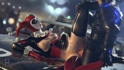 1boy 1girls 3d animated areolae batman:_arkham_knight batman_(series) blender bouncing_breasts breasts clothed clothing dc dc_comics dick_grayson female gloves hand_on_thigh harley_quinn harley_quinn_(classic) high_heels legs_up looking_at_another looking_at_partner makeup male male/female mask masked medium_breasts nightwing nipples no_sound red_lipstick reddoe sex spread_legs straight thick_thighs thighhighs tight_clothing vaginal_penetration video