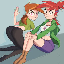 2girls barleyshake big_breasts breasts cameltoe cartoon_network cleavage crossover curvy erect_nipples female female_only foster's_home_for_imaginary_friends frankie_foster huge_areolae huge_ass human nickelodeon orange_hair puffy_nipples red_hair short_hair smooth_skin the_fairly_oddparents thick_lips vicky_(fairly_odd_parents) voice_actor_connection voluptuous wide_hips