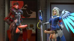 2futas 3d animal_genitalia big_penis blackwatch_moira bodysuit combat_medic_ziegler duo erection futa_only futanari hands_behind_back heisenburger52 horsecock horsecock_futanari huge_balls human human_only human_with_animal_genitalia humanoid_penis mercy moira overwatch pale_skin penis presenting source_filmmaker standing