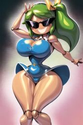 ai_generated armpits ass bimbo bimbo_body bimbofication bimbofied body_modification breasts daiyousei dollification female implied_transformation knick_knack npg8993 permanent_smile smile sunglasses sunnification thick_thighs thin_waist touhou transformation wide_hips