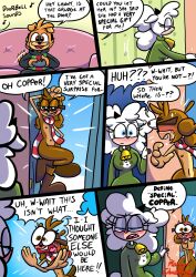 1boy 2girls anthro beaver bell bell_collar blue_eyes bovid breasts brown_eyes brown_fur brown_hair canid canine caprine christmas clothed/nude collar comic dialogue domestic_dog english_text fan_character female fully_clothed gaming idw_publishing lanolin_the_sheep male nude oc orange_fur orange_hair sheep sonic_(series) sonic_oc sonic_the_hedgehog_(comics) sonic_the_hedgehog_(idw) tagme text theenfman video_games white_fur white_hair white_wool wool