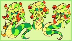 1boy belt blush blushing cookie_run erect functionally_nude greek_mythology holding_object jelly_serpent_cookie male male_only medusa ozae penis public_domain simple_backround snake solo solo_male tapering_penis tentacle_penis