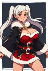 ai_generated christmas cleavage cloak fire_emblem fire_emblem_awakening nintendo rin8608 robin_(fire_emblem) robin_(fire_emblem)_(female) santa_costume santa_dress