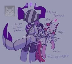 2boys betagraft_(phighting) biograft_(phighting) blush cum cutiespace_(phighting) gay horns lingerie penis phighting roblox roblox_game robloxian robot subspace_(phighting) tail