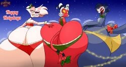 2020s 2023 3boys 3femboys 3males angel_dust_(hazbin_hotel) ass ass_bigger_than_head ass_cleavage ass_focus ass_grab asses_touching big_ass big_butt big_thighs blue_body blue_fur butt_crack christmas christmas_clothing christmas_outfit clothed clothing cloud clouds demon demon_boy demon_horns demon_humanoid demon_tail femboy femboy_focus femboy_only femboysub feminine feminine_body feminine_male feminine_pose giant giant_ass giant_femboy giant_male giant_thighs giants girly green_panties hazbin_hotel helluva_boss huge_ass huge_butt huge_thighs imp looking_at_viewer looking_back looking_back_at_viewer looking_down looking_pleasured male male_focus male_only moxxie_(helluva_boss) owl owl_demon pink_body pink_fur pressing_asses_together rampageguy red_body red_panties red_skin smile smiling smiling_at_viewer spider stolas_(helluva_boss) tagme tail teeth text thick thick_ass thick_butt thick_hips thick_legs thick_thighs thighs thong thongs vivienne_medrano vivziepop white_hair yellow_eyes yellow_panties yellow_sclera