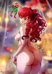 1girls atlus christmas kasumi_yoshizawa minacream mistletoe nude nude_female persona persona_5 persona_5_royal red_hair solo solo_female sumire_yoshizawa tagme