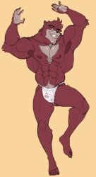 abs anthro asian_clothing bear biceps blush bulge buttdawg claws clothing east_asian_clothing flaccid fundoshi hi_res japanese_clothing kumatetsu male male_only mammal muscular muscular_anthro muscular_male nipples pecs penis_through_underwear solo the_boy_and_the_beast underwear