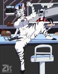 breasts diner dinner equid equine female food food_fetish food_play genitals hi_res mammal patreon_reward public pussy spreading syrup thick_thighs zebra zombikiss