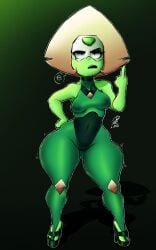 angry_face breasts cartoon_network gem_(species) green_body middle_finger penicilino123 pepitocuario123 peridot_(steven_universe) rude shortstack steven_universe thick_thighs