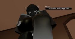 1girls 3d background big_breasts big_thighs black_body black_skin dark_body dark_skin english_text grey_eyes lampshaderr34 nude nude_female pov pussy roblox robloxian text