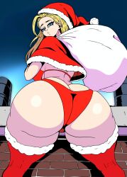 1girls abyss4world ass ass_cleavage ass_focus big_ass big_butt blonde_female blonde_hair blonde_hair_female blue_eyes butt_crack butt_focus christmas christmas_clothing christmas_outfit female female_focus female_only giantess light-skinned_female light_skin long_hair looking_at_viewer looking_down looking_down_at_viewer original original_character santa_costume santa_hat skimpy skimpy_clothes solo solo_female solo_focus