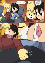 animal_crossing doujinshi english_text female imminent_handjob isabelle_(animal_crossing) kissing luxxxi nintendo page_4 tongue_kiss villager_(animal_crossing)