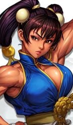 1girls ai_generated asian asian_female big_breasts blackwashed breasts chun-li dark-skinned_female dark_skin ebonization female female_only fighter solo street_fighter