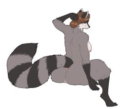 2023 5_fingers anthro anus ass big_breasts big_butt black_nose breasts brown_hair claws female finger_claws fingers fluffy fluffy_tail fur genitals gloves_(marking) grey_body grey_fur hair hi_res hindpaw humanoid_hands leg_markings looking_at_viewer looking_back looking_back_at_viewer mammal markings mature_anthro mature_female multicolored_body multicolored_fur navel nipples nude paws procyonid pussy raccoon rear_view ring_(marking) ringtail shapeshifterprincess side_boob simple_background sitting smile socks_(marking) solo susan_(wolfpack67) tail tail_markings toe_claws two_tone_body two_tone_fur white_background white_body white_fur wolfpack67