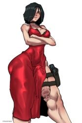 1futa ada_wong big_penis black_hair choker dress firearm flaccid futa_only futanari gun holster holstered_weapon huge_cock low_angle_view muscular muscular_legs penis penis_strap penis_under_clothes pistol red_dress resident_evil skin solo streachybear tagme thick_penis veiny_penis weapon