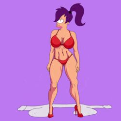 abs animated bra futurama high_heels labcoat muscular_female nikisupostat red_underwear stripping thick_thighs turanga_leela underwear wide_hips