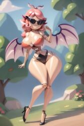 ai_generated armpits ass bimbo bimbo_body bimbofication bimbofied body_modification breasts corset dollification female high_heels implied_transformation knick_knack mystia_lorelei npg8993 panties permanent_smile smile sunglasses sunnification thick_thighs thin_waist touhou transformation wide_hips