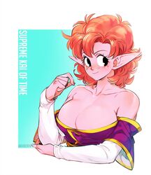 1girls alternate_breast_size big_breasts chronoa cleavage core_person dragon_ball dragon_ball_heroes dragon_ball_xenoverse female female_only goddess khirzava mature_female pink_skin pointy_ears short_hair solo solo_female solo_focus voluptuous