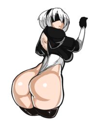 1girls ass ass_focus ass_out big_ass big_butt bimbo blindfold boobs_and_butt_pose breasts female huge_ass leotard looking_at_viewer nier nier:_automata noodledoodles oblivious short_hair showing_ass solo square_enix thighhighs white_hair yorha_2b