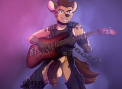 alpha_channel anthro balls belt blackbear bottomwear casual_exposure casual_nudity circumcised circumcision_scar clothed clothing crotchless_bottomwear crotchless_clothing crotchless_pants electric_guitar genital_scar genitals guitar half-erect humanoid_genitalia humanoid_penis hyaenid male male_only mammal musical_instrument pants partially_clothed penis plucked_string_instrument punk scar shirt solo spotted_hyena string_instrument topwear tyler_(blackbear)