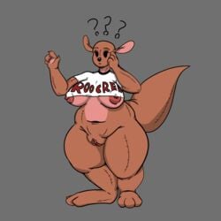 1:1 absurd_res alternate_breast_size animate_inanimate anthro belly claws clitoris clothing confused_look confusion disney female genitals hi_res huge_hips kanga kangaroo kentuckiyucki living_plushie macropod mammal marsupial mature_female mob_face nipples pawpads paws plump_labia plushie pouch_(anatomy) puffy_nipples pussy smooth_skin solo stitch_(disambiguation) thick_tail thick_thighs tight_clothing wardrobe_malfunction wide_hips winnie_the_pooh_(franchise)