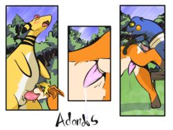 3_toes adondis ampharos anal anal_sex animal_genitalia anthro balls big_penis bodily_fluids chair croagunk crossover cum cum_inside digimon digimon_(species) erection fellatio feral forest fur furniture genital_fluids genitals group group_sex happy interspecies leaking light looking_pleasured male male/male male_penetrated male_penetrating male_penetrating_male mammal neopatamonx nintendo nude oral oral_penetration orb outside patamon penetration penile penis pokémon_(species) pokemon pokemon_(species) pokemon_gsc precum sex sheath tapering_penis text threesome toes tree video_games white_body white_fur