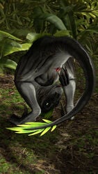 3d absurd_res animal_genitalia ark_survival_evolved bodily_fluids cloaca cloaca_juice cloacal cloacal_fingering dinosaur dromaeosaurid feathers female feral fingering gaping gaping_cloaca genital_fluids genitals green_body green_eyes green_feathers head_between_legs hi_res jungle kracker looking_at_viewer nude outside reptile scalie solo source_filmmaker spread_cloaca spreading theropod tongue tongue_out utahraptor