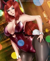 1girls abp_art bare_shoulders blue_eyes breasts bunny_ears bunny_tail bunnysuit cleavage detached_sleeves female female_only long_hair looking_at_viewer naruto naruto_(series) naruto_shippuden red_hair smile thighs uzumaki_kushina wide_hips