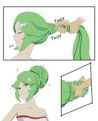 bare_shoulders female goddess green_hair hair_bun hair_fetish hair_focus hairjob kid_icarus kid_icarus_uprising nintendo palutena unseen_male_face updo wildhl