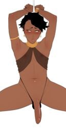 1boy blush dark-skinned_femboy dark-skinned_male dark_skin femboy flaccid foreskin girly jewelry khexxi male male_only penis solo trap uncut