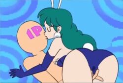 1boy 1girls akane_(parodius) animal_ears animated aqua_hair ass clothing earrings elbow_gloves female fingering fingering_through_clothes hikaru_(parodius) kissing konami leotard long_hair minus8 parodius parodius_animation_(minus8) penis pussy rabbit rabbit_ears rabbit_tail sex spread_pussy