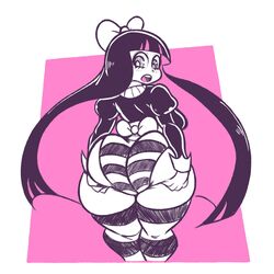 1girls ass ass_grab ass_support big_ass big_butt bottom_heavy bubble_butt drillslewds fat_ass female female_only goth hair_ribbon huge_ass large_ass lifting_ass long_hair looking_at_viewer looking_down panties panty_&_stocking_with_garterbelt partially_colored purple_eyes stocking_anarchy stockings thick_ass thick_thighs thighs twindrills two_tone_hair wide_hips