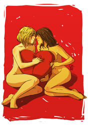 artist_request cute faberry glee_(tv_series) heart naked nude patronustrip quinn_fabray rachel_berry valentine valentine's_day valentines valentines_day yuri