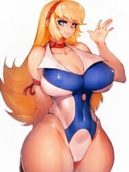 1girls 2020 android big_breasts blonde blonde_hair blue_eyes breasts choker cleavage curvaceous curvy cutie_honey cutie_honey_universe female female_only fumio_(rsqkr) hairband heart honey_kisaragi huge_breasts large_breasts light-skinned_female light_skin long_hair looking_at_viewer simple_background solo thick_thighs voluptuous white_background wide_hips