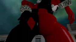 1boy 1girls 3d 3d_(artwork) animated ass batman:_arkham_knight batman_(series) big_ass buttcrush crushing crushing_tiny_person dc dc_comics female giantess harley_quinn harley_quinn_(classic) huge_ass male middle_finger no_sound pov tagme the_joker unknown_artist video