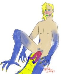 1boy animal_genitalia animal_penis barefoot diego_brando funky_cowboyy jojo's_bizarre_adventure male male_only reptile scary_monsters steel_ball_run