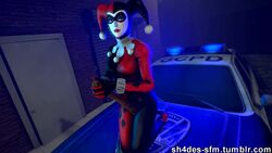 1girls 3d animated artist_name baseball_bat batman:_arkham_knight batman_(series) bodysuit car clothed clothed_female clothing dc dc_comics female female_only fully_clothed harley_quinn harley_quinn_(classic) kneeling light makeup mask masturbation masturbation_through_clothing no_sound on_vehicle police_car rubbing_pussy sh4des signature solo tagme vehicle video