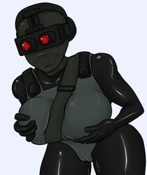 1girls artist_request assassin balaclava bending_forward bending_over big_breasts black_ops_(half-life) black_ops_assassin bodysuit bulletproof_vest cameltoe faceless_female goggles goggles_on_head goggles_on_headwear half-life half-life_opposing_force holding_breast kevlar kevlar_vest latex latex_gloves latex_suit mask mega_milk meme military night_vision_goggles simple_background solo source_request utility_belt valve