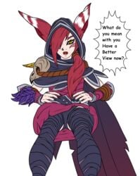 1girls female female_only karuo_kimura league_of_legends panties riot_games solo upskirt vastaya viewed_from_below xayah