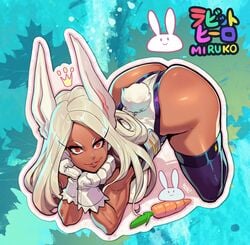 1girls animal_ears ass bunny_ears bunny_tail butt_crack carrot dark-skinned_female dark_skin female female_human female_only gloves hero_outfit_(mha) high_resolution huge_ass human kemonomimi large_ass leotard long_hair looking_at_viewer mature_female miruko my_hero_academia pose red_eyes reiq rumi_usagiyama solo solo_female superhero_costume superheroine thighhighs thong thong_leotard voluptuous white_hair