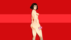 ass back background big_ass blush breasts brown_hair completely_nude dark_hair hair holding_money holding_object la_casa_de_papel law-zilla light-skinned_female light_skin lips looking_at_viewer money nipples nude nude_female nudity red_background shiny_hair shiny_skin short_hair side_view sideboob silene_oliveira simple_background small_breasts