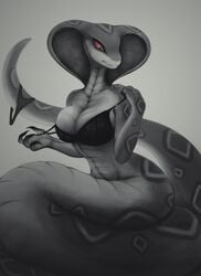 1girls 4_fingers alien alien_girl anthro anthro_only anthrofied bare_shoulders big_breasts bra breasts cleavage female female_only grey_background humanoid impracticalart large_breasts long_tail monochrome non-mammal_breasts panties simple_background snake snake_girl snake_humanoid solo solo_female tail undressing viper_(x-com) voluptuous x-com xcom_2